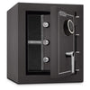 Image of MESA MBF1512E burglary and fire safe with secure locking mechanism and steel construction shown partially open.