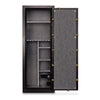 Image of MESA MBF5922E gun safe interior view showing shelves and gray felt lining for firearm and valuables storage.